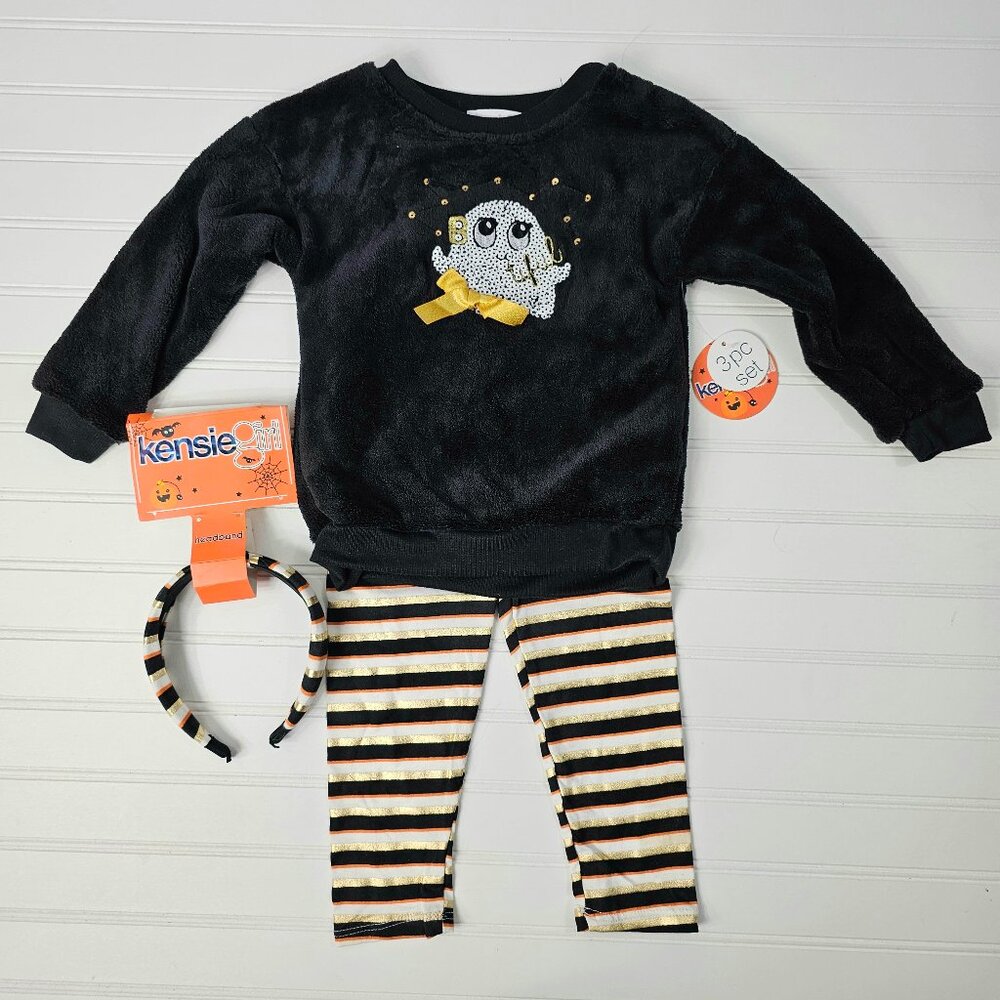 Kensie Girl Bootiful Ghost Fleece Long Sleeve 3 Piece Leggings Set Size 3T NWT